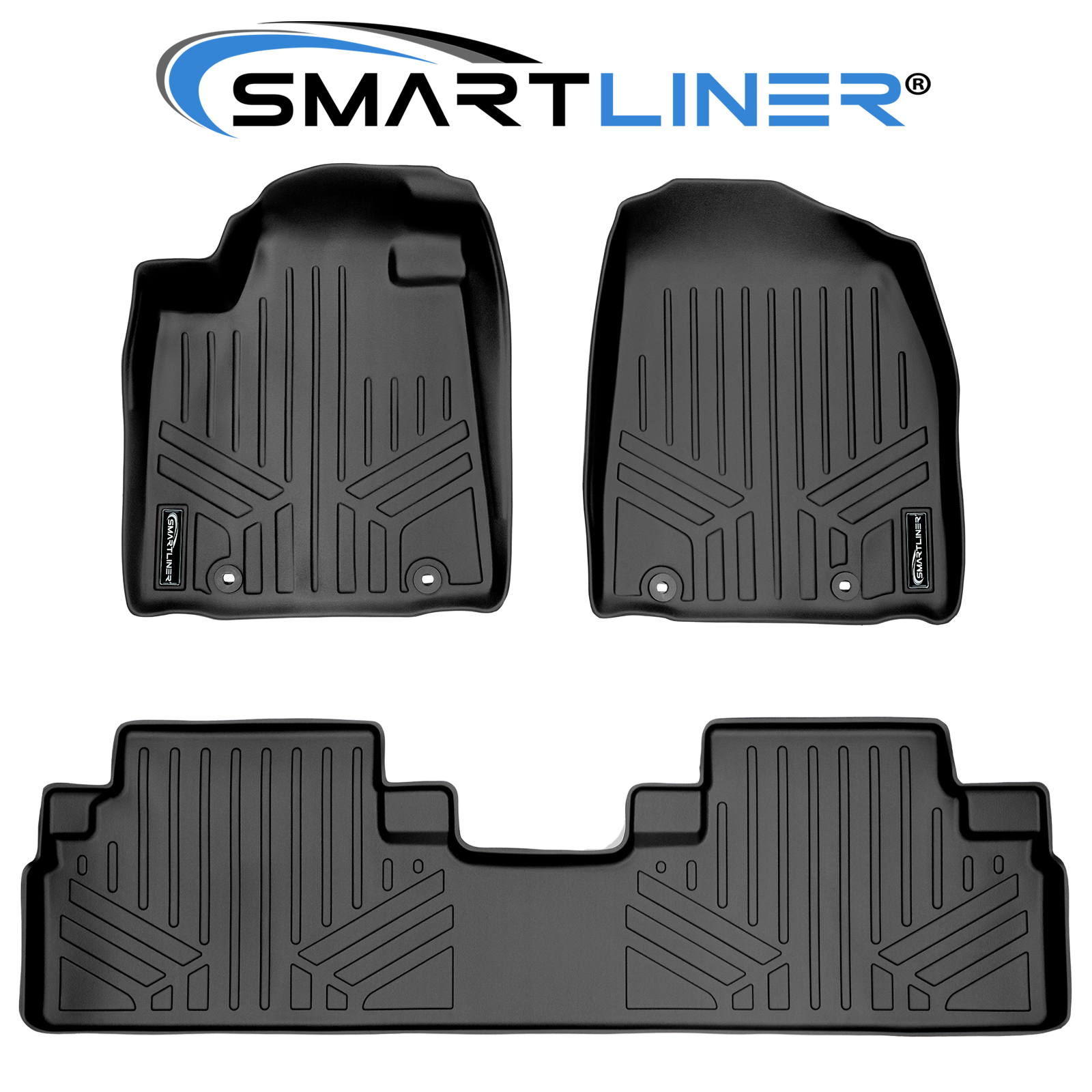 SMARTLINER Custom Fit Black 2 Row Floor Mat Liner Set For 20132015