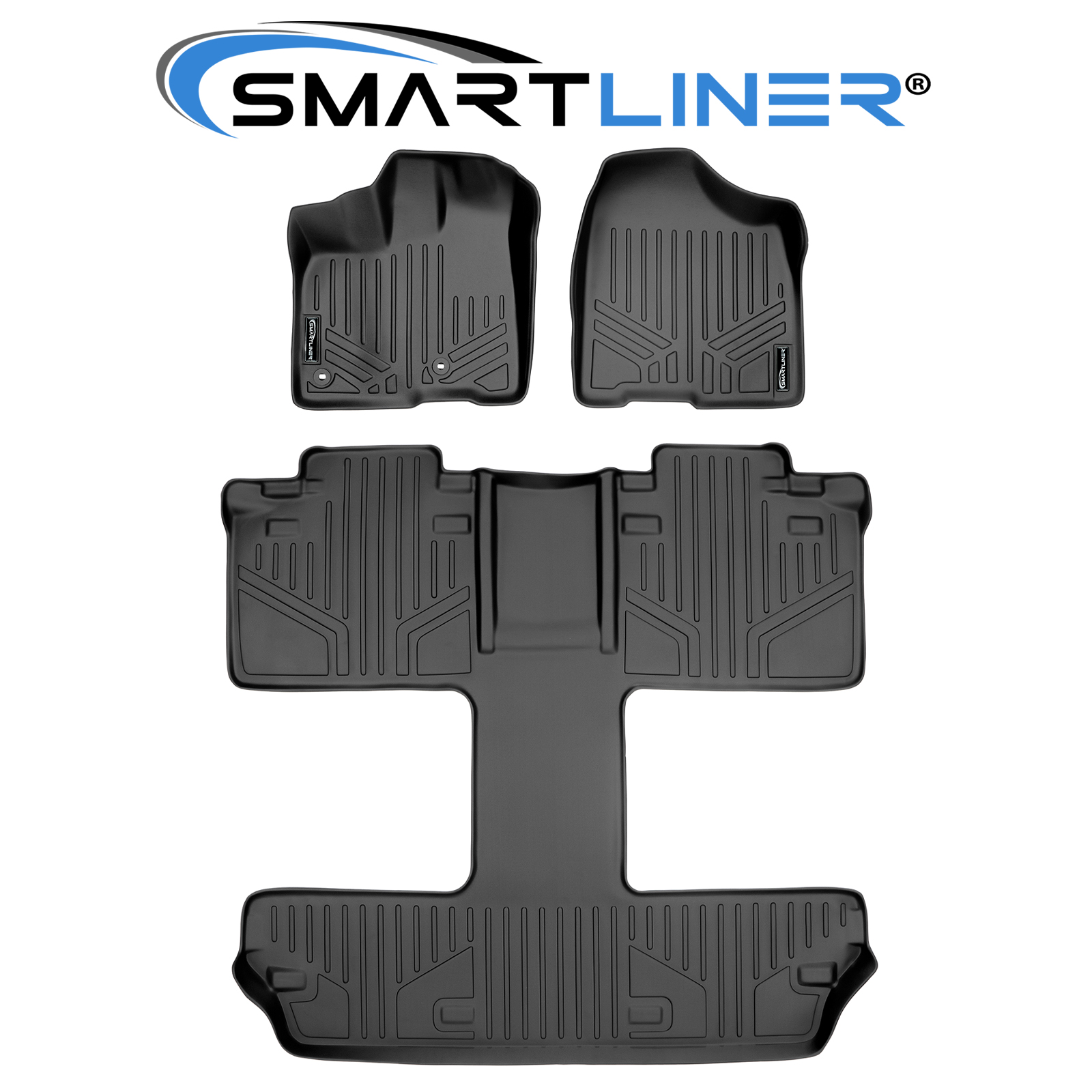 SMARTLINER All Weather Floor Mats (3 Row) Set Black For 20132020