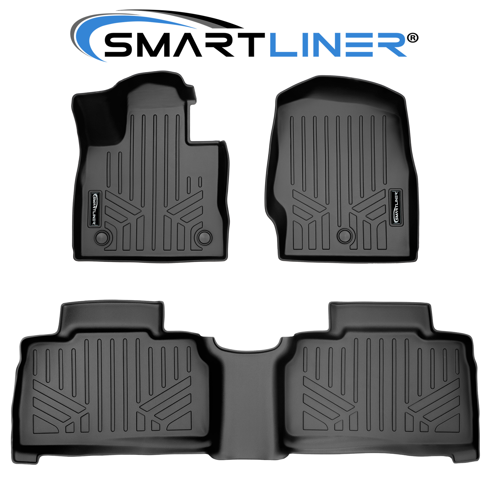 SMARTLINER Custom Fit Floor Mats 2 Row Liner Set Black 2020-2021 Ford