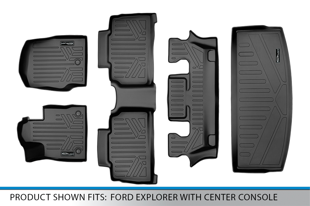 SmartLiner Custom Fit Floor Mats 3 Rows Cargo Liner Set for 2020 Ford