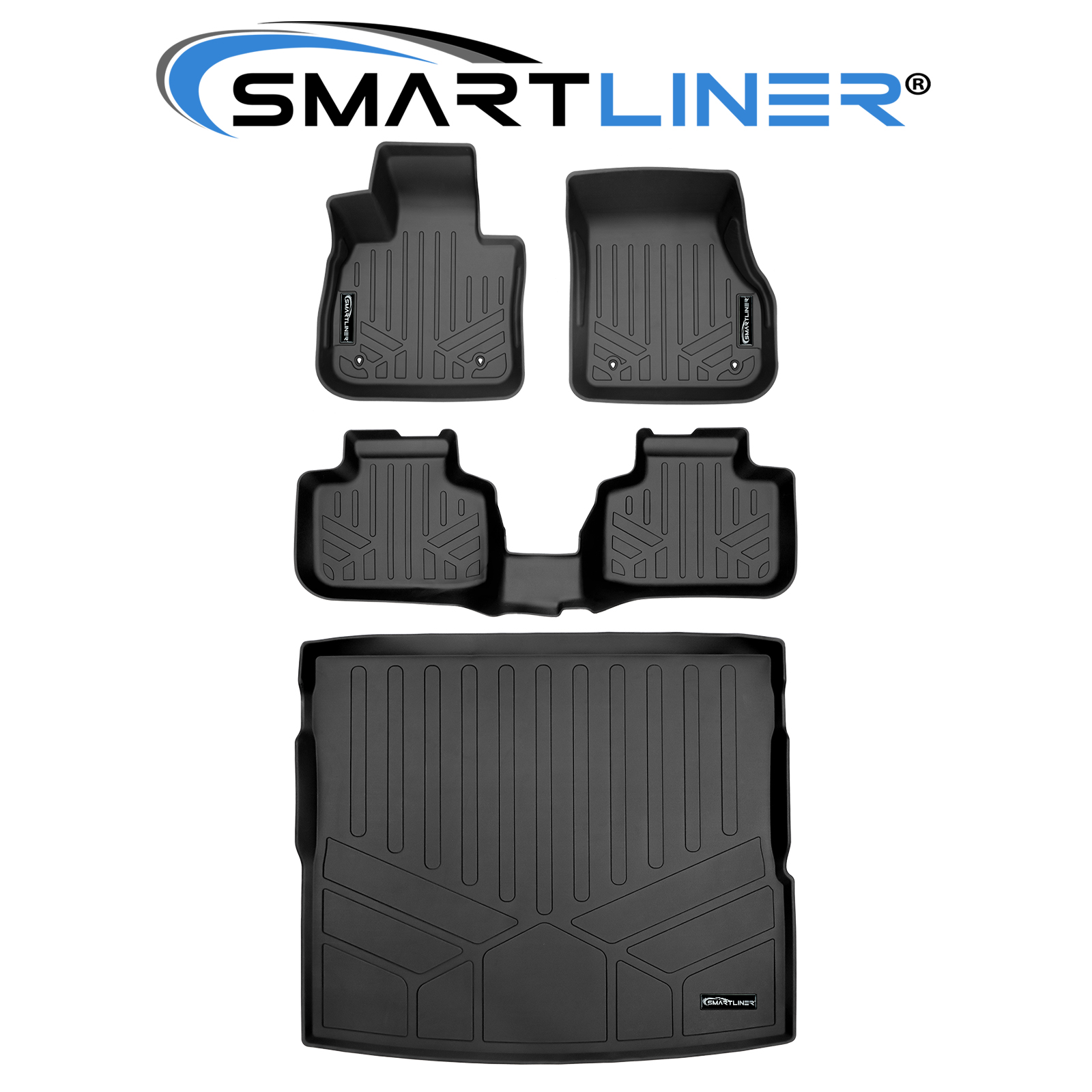 SMARTLINER All Weather Custom Fit Floor Mats 2nd Row Liner Black for 2016-2020 BMW X1 2018-2020 BMW X2