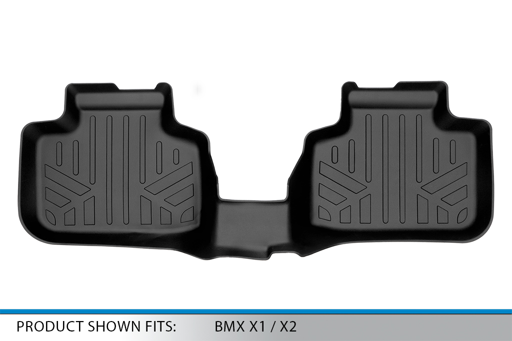 SMARTLINER All Weather Custom Fit Floor Mats 2nd Row Liner Black for 2016-2020 BMW X1 2018-2020 BMW X2